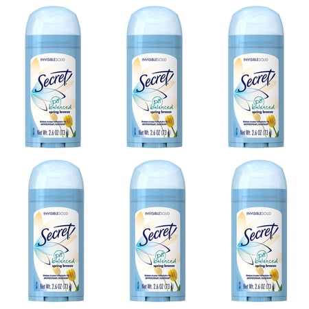 Pack of (6) Secret Anti-Perspirant Deodorant Invisible Solid Spring Breeze 2.60 oz