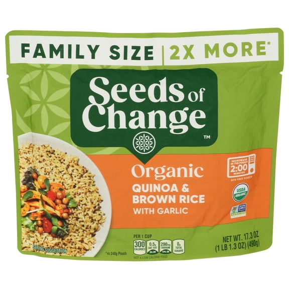 (Pack of 6) Seeds of Change Brown Rice Quinoa with Garlic 17.3 oz