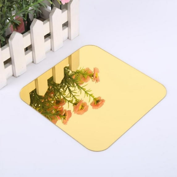 Pack of 6 Sheets Flexible Mirror Wall Stickers Self Adhesive Plastic Mirror Tiles for Home Decor