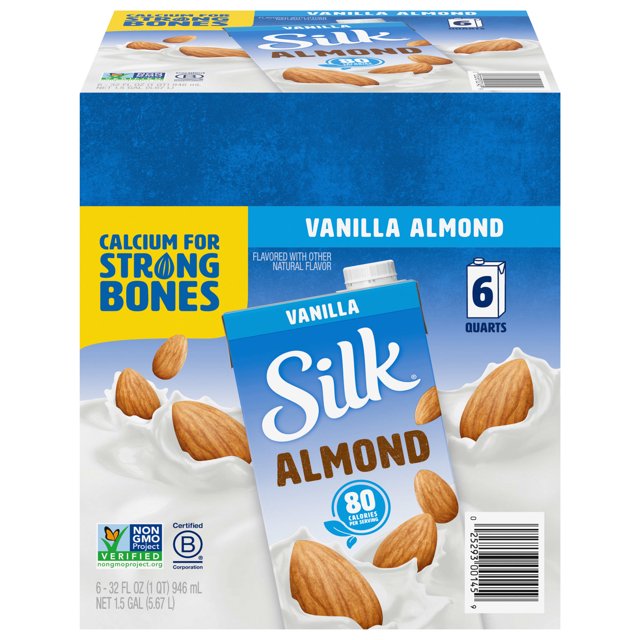 (Pack of 6) Silk ShelfStable Vanilla Almond Milk, 1 Quart