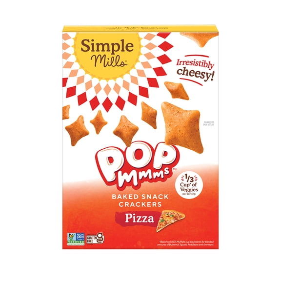 Pack of 6, Simple Mills Pizza Pop Mmms Baked Snack Crackers, 4 oz