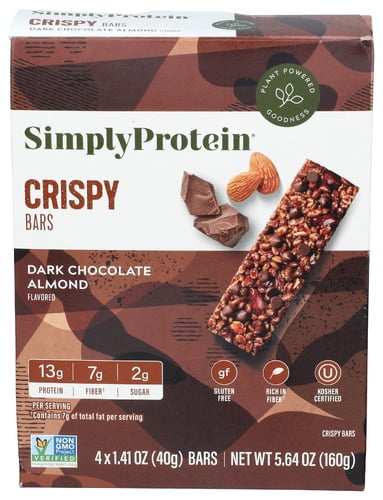 (Pack of 6) SimplyProtein Dark Chocolate Almond Bar Snack 4-Pack 5.64 Oz