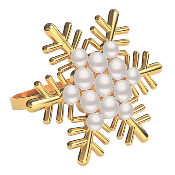 Pack of 6 Snowflake Napkin Rings Pearls/Diamond Napkin Holders Table Decoration