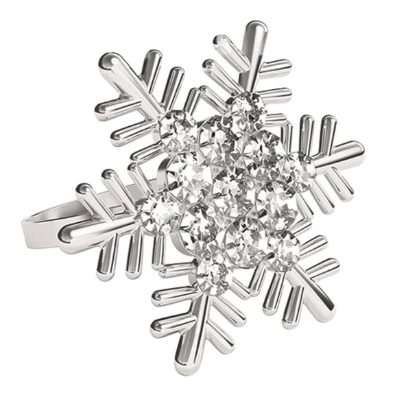 Pack of 6 Snowflake Napkin Rings Pearls/Diamond Napkin Holders Table Decoration
