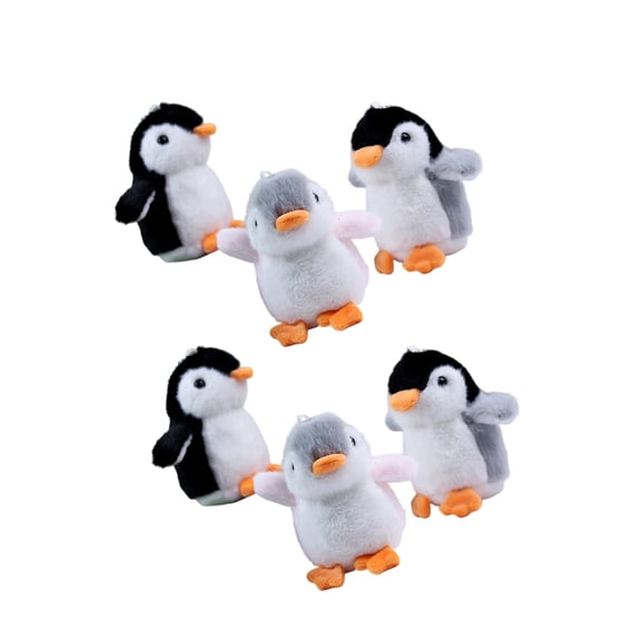 Pack of 6 Soft Plush Penguins Keychain Arctics Theme Stuffed Bag Pendant Charm for Kids Christmas Party Favor