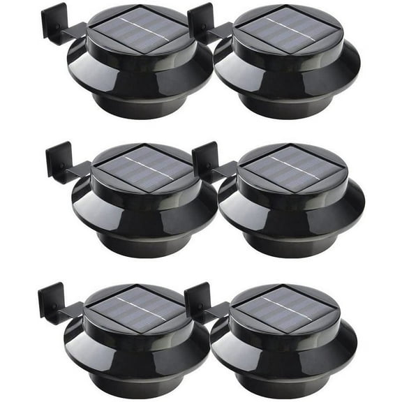 Pack of 6 Solar Powered LED Lights for Gutter, Fence, Roof, Gutter, Garden, Yard, Wall, Black