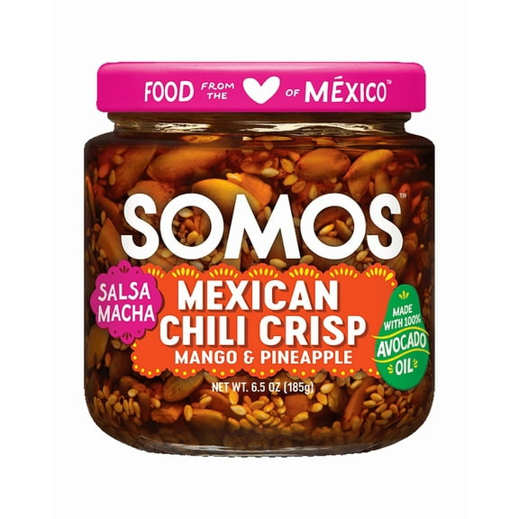 (Pack of 6), Somos Salsa Macha, Mexican Chili Crisp Mango & Pineapple, 6.5. oz