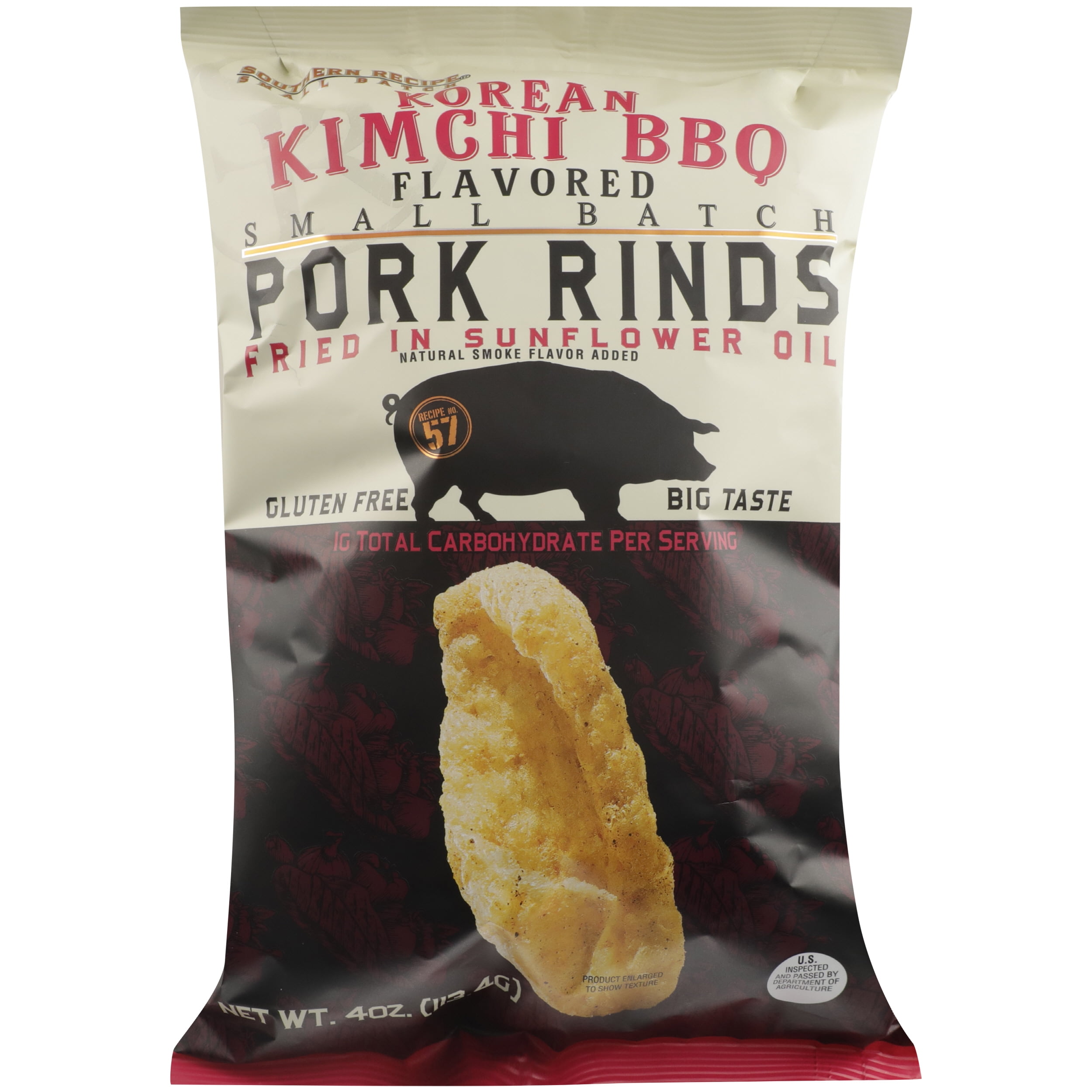 Pack of 6, Southern Recipe Small Bat Korean Kimchi BBQ Pork Rinds, 4 oz ...