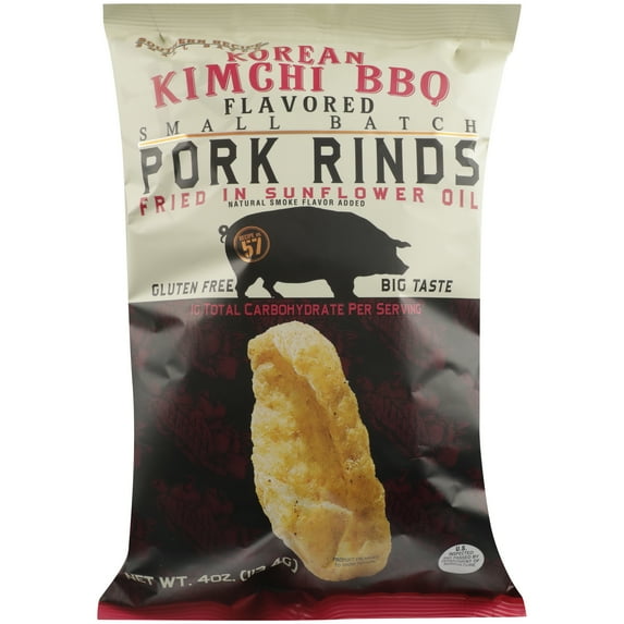 Pack of 6, Southern Recipe Small Bat Korean Kimchi BBQ Pork Rinds, 4 oz