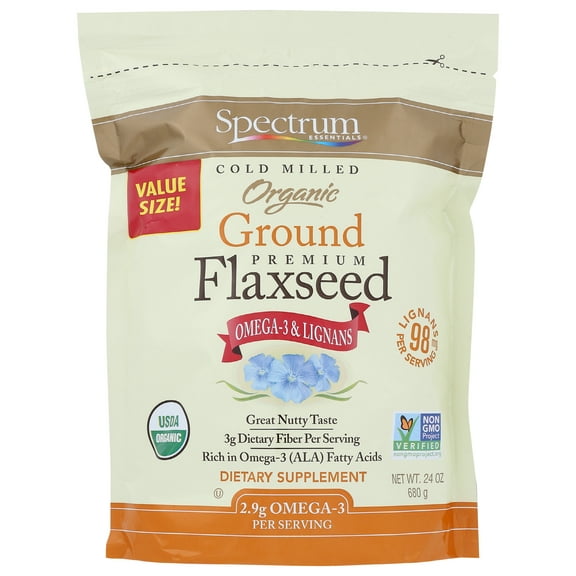 Pack of 6, Spectrum Essential Organic Ground Flaxseed, 24 oz