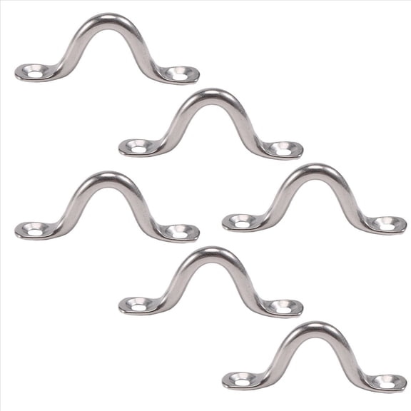 Pack of 6 Stainless Steel Bimini Boat Pad Eye Straps, Kayak Canoe Deck TieDown Footman Loops Rigging Anchors