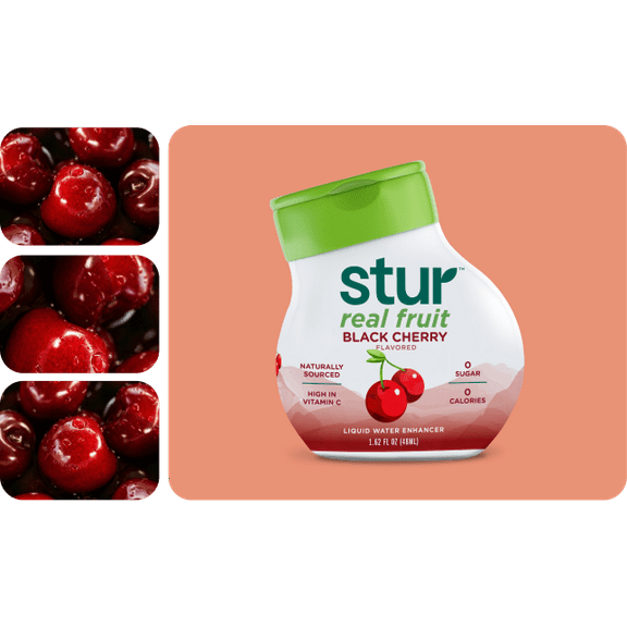 Pack of 6, Stur Black Cherry Liquid Water Enhancer, 1.62 fl oz