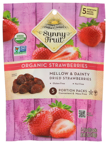 (Pack of 6) Sunny Fruit Organic Dried Strawberries 3.5 Oz