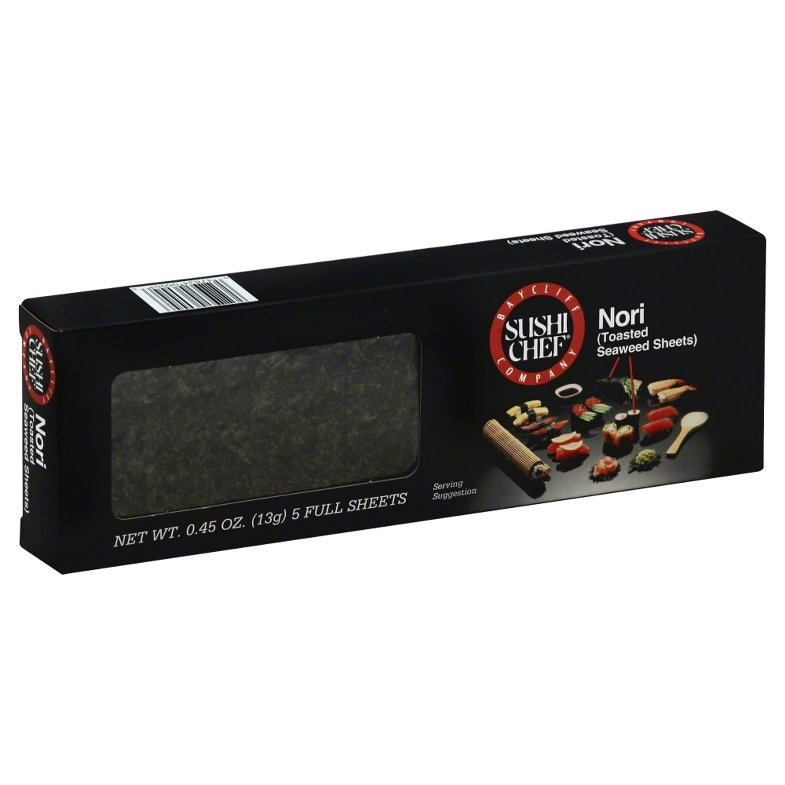 Pack of 6, Sushi Chef Nori Toasted Seaweed Sheets, 0.45 oz
