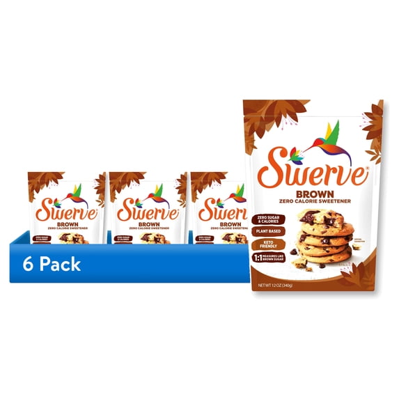 (6 pack) Swerve Ultimate Sugar Replacement Sweetener, Brown Sugar Substitute, Zero Calorie, Keto Friendly, Zero Sugar, Non-Glycemic, 12oz