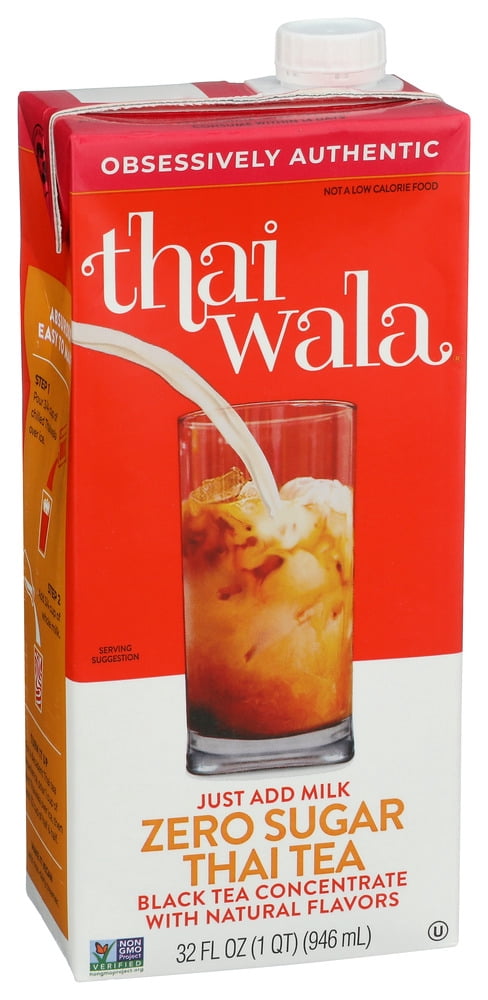 (Pack of 6) THAIWALA Tea Concentrate Thai Zero Sugar 32 fl oz
