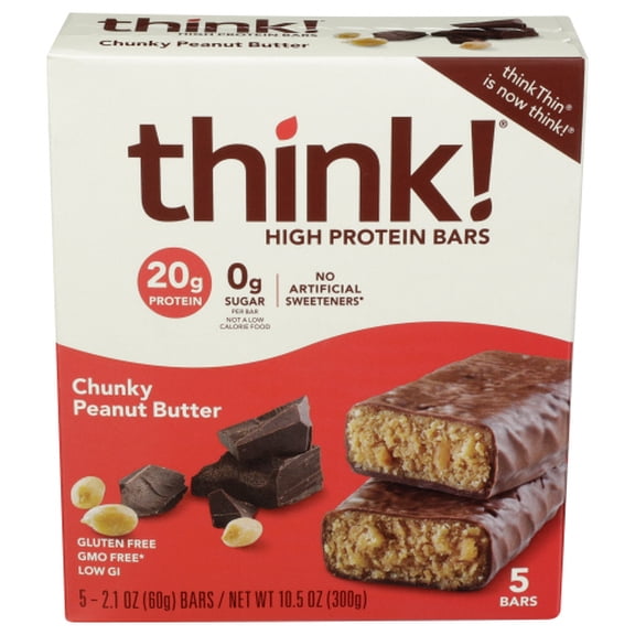 (Pack of 6) THINK! Bar Chunky Peanut Butter 5 pc 10.5 oz