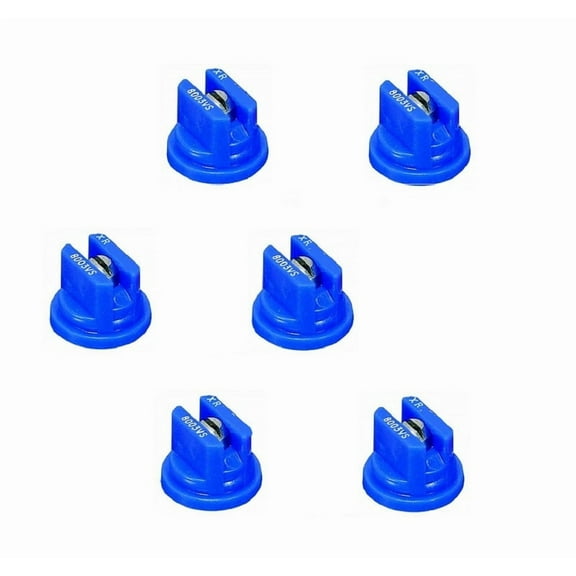 Pack of 6 - TeeJet Extended Range Flat Spray Tips Blue 80 Polymer w/ SS Insert Farmer Bob's Parts XR8003VS