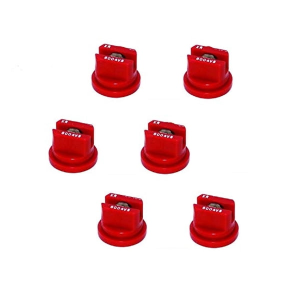 Pack of 6 - TeeJet Extended Range Flat Spray Tips Red 80 Polymer w/SS Insert XR8004VS