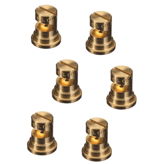 Pack of 6 - TeeJet FloodJet Brass Wide Angle Flat Spray Tips 0.4 GPM @ 40 PSI Farmer Bob's Parts TK-2