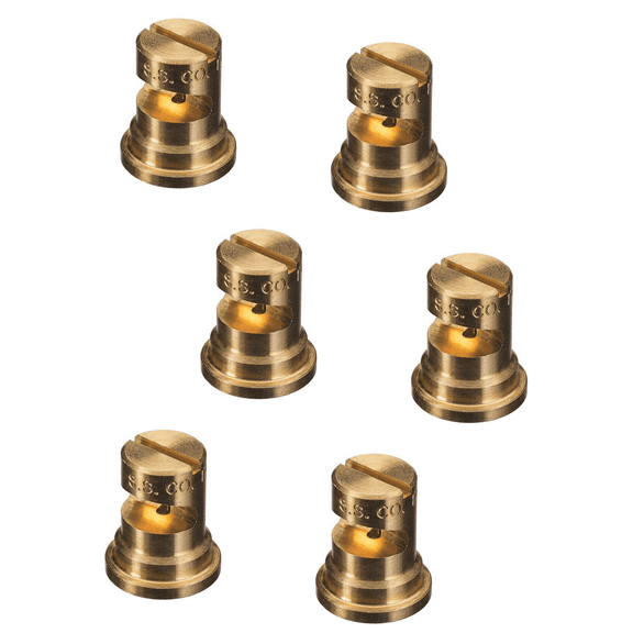 Pack of 6 - TeeJet FloodJet Brass Wide Angle Flat Spray Tips 0.5 GPM @ 40 PSI Farmer Bob's Parts TK-2.5