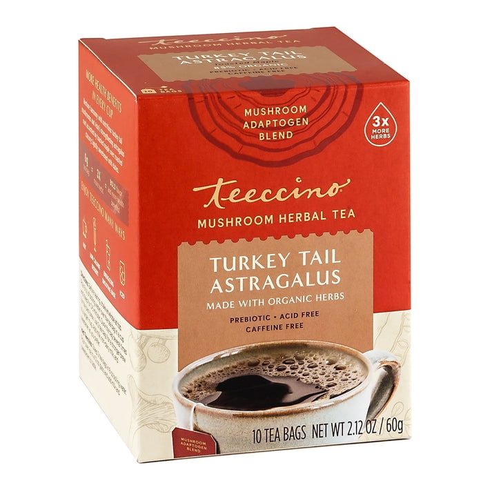 (Pack of 6), Teeccino Turkey Tail Astragalus Toasted Maple Mushroom Herbal Tea, 10 ct