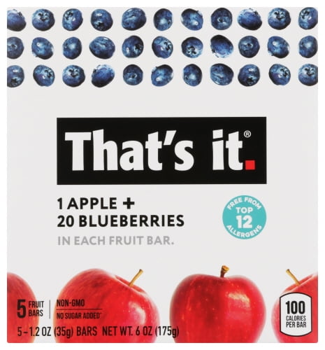 Pack of 6 That's It Apple Blueberry Bars 5 Count 6 oz