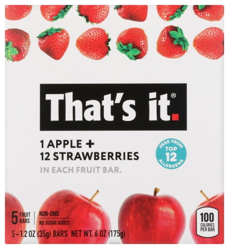(Pack of 6) That's It Apple Strawberry Bar 5 ct 6 oz