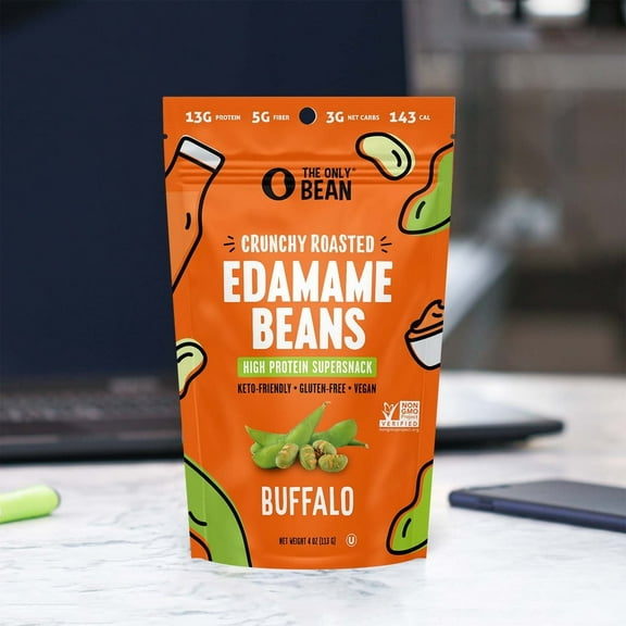 (Pack of 6), The Only Bean Buffalo Roasted Crunchy Edamame Beans, 4 oz