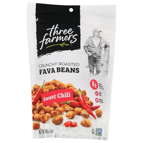 Pack of 6, Three Farmers Foods Inc Sweet Chili Roasted Fava Beans, 5 oz
