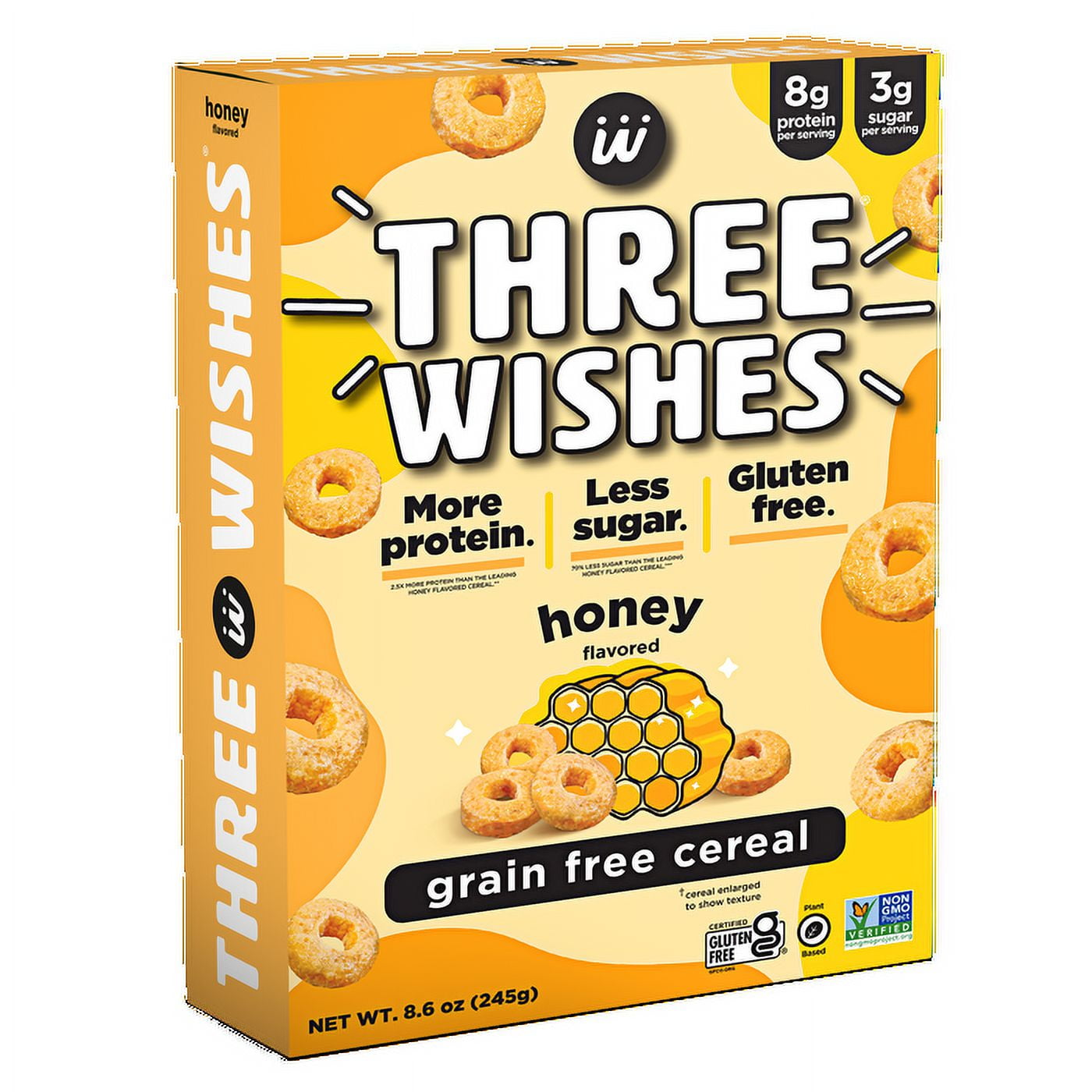 (Pack of 6), Three Wishes Honey Grain-Free Cereal, 8.6 oz