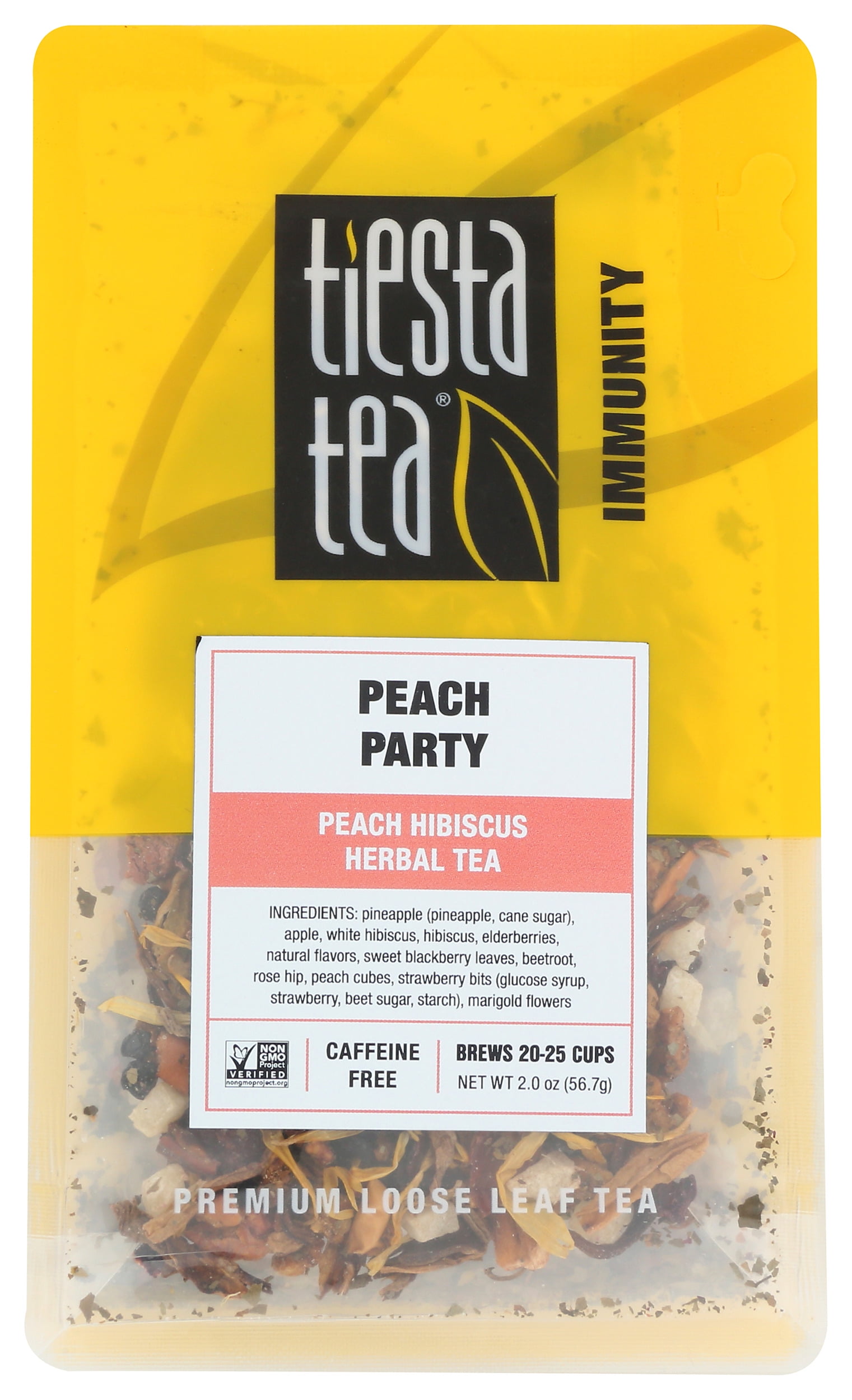 Pack of 6, Tiesta Tea Peach Party Hibiscus Herbal Tea, 2 oz