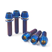 Pack of 6 Titanium Stem Bolt Kit, Allen Hex M5x16 18 20mm Tapered Head Screws with Washer for Bicycle Stem Parts