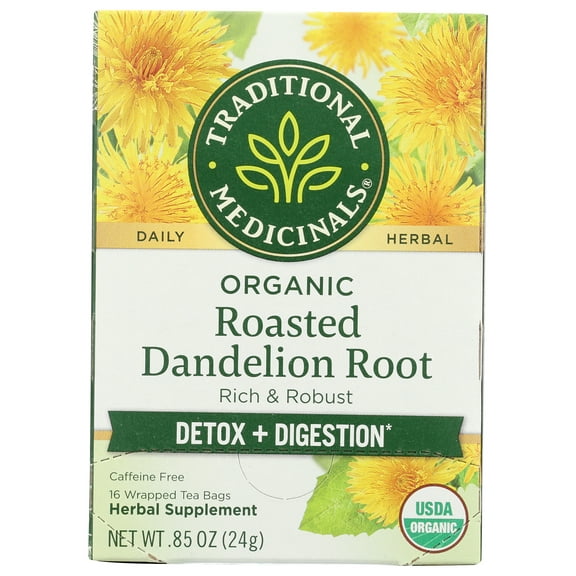 Pack of 6, Traditional Medicinals Detox & Digestion Roasted Dandelion Root Tea, 0.85 oz