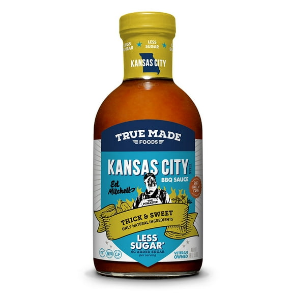 Pack of 6, True Made Foods Pitmaster Kansas City-Style (Original) BBQ Sauce, 18 oz