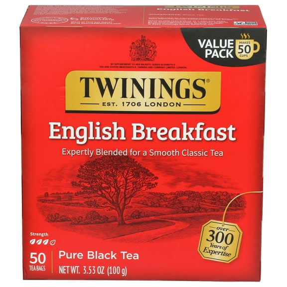 Pack of 6, Twining Tea English Breakfast Pure Black Tea, 50 bg
