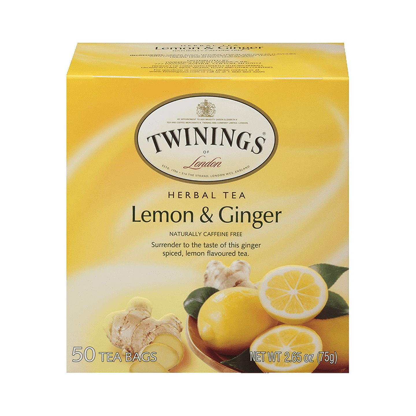 Pack of 6, Twinings of London Lemon & Ginger Herbal Tea, 2.6 oz