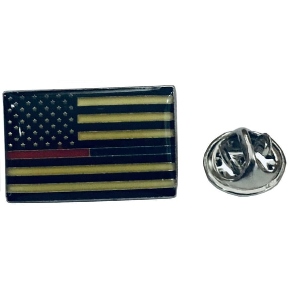 Pack of 6 USA Thin Red Blue Line First Responders Tea Stained Hat Cap lapel Pin