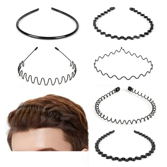 Pack of 6 Unisex Wavy hair bands Non Slip Metal Head Bands for Sports, Outdoor and Yoga