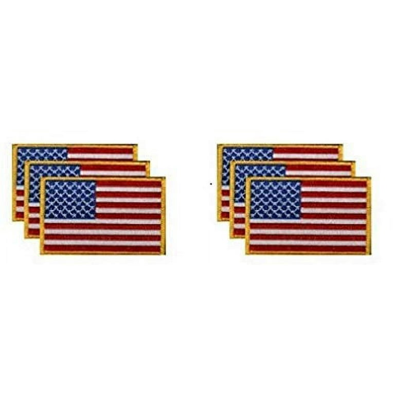 Pack of 100 American Flag Patches, US Embroidered Iron or Sew On Flag Patch  Emblem with Gold Border