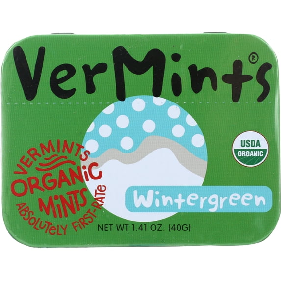 Pack of 6, Vermints Wintergreen Organic Mints, 1.41 oz