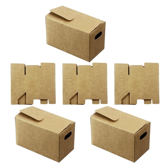 Pack of 6 Versatile Krafts Paper Small Boxes Organization Simple Foldable Structure Storage Containers