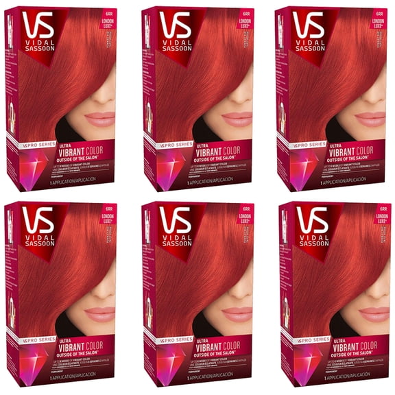 Pack of (6) Vidal Sassoon Pro Series, 6RR Runway Red 1 Kit