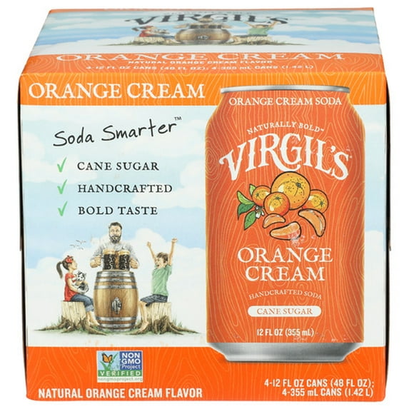 (Pack of 6) Virgil's Orange Cream Soda 4-Pack 48 Fo