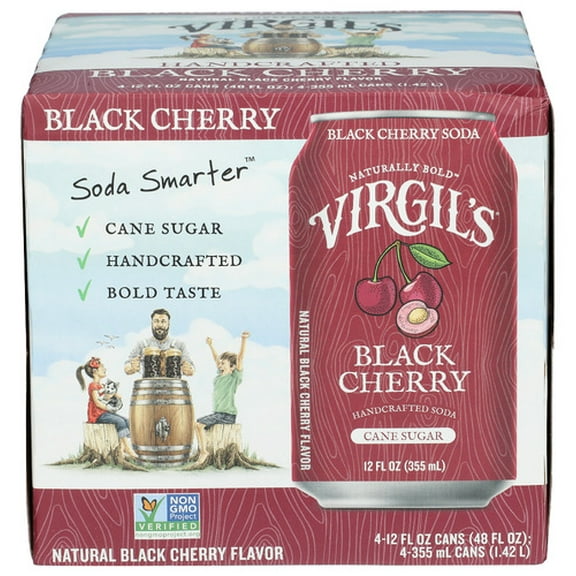 (Pack of 6) Virgil's Soda Black Cherry 4 Pack Cans 48 Fo
