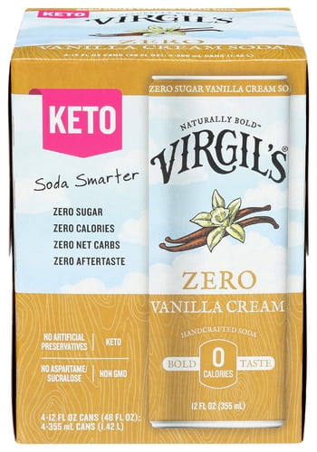 (Pack of 6) Virgil's Vanilla Cream Zero Sugar 4-Pack 48 Fo