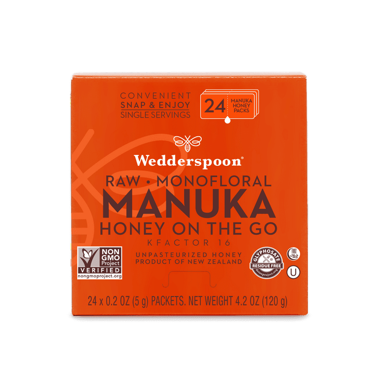 Honey Pack of 6), Wedderspoon Manuka Honey KFactor 16 Travel Packs
