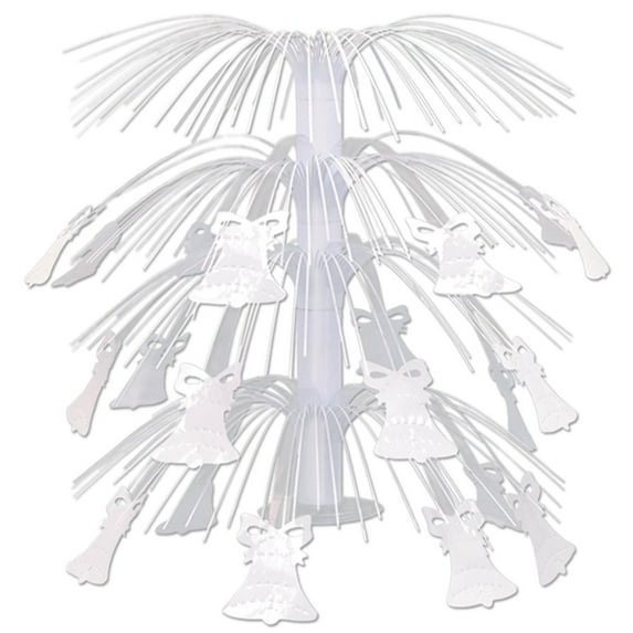 Pack of 6 White Metallic Bell Cascade Centerpiece Wedding Decorations 18''
