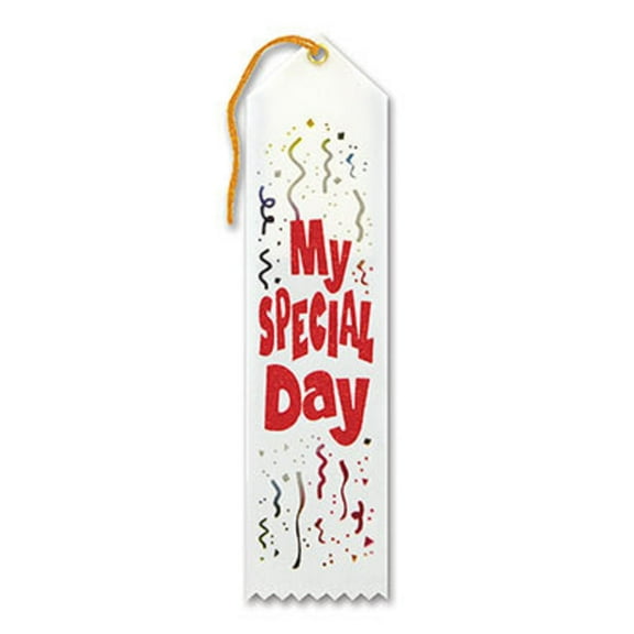 Pack of 6 White "My Special Day Award" School Award Ribbon Bookmarks 8"