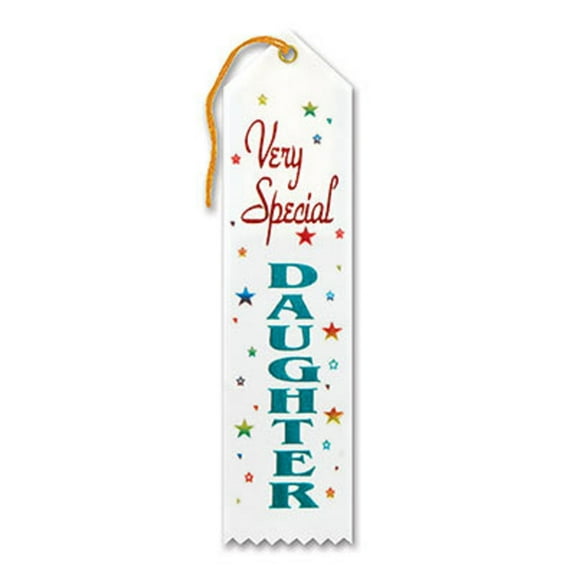 Pack of 6 White "Very Special Daughter Award" School Award Ribbon Bookmarks 8"